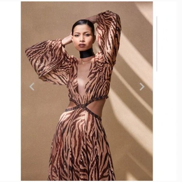 Rococo Sand Aine Midi Dress Camel Size XS - Picture 3 of 16